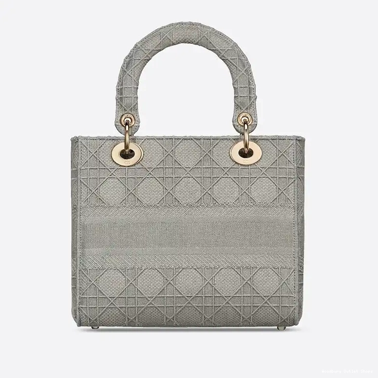 Cheap Bag Grey Canvas Motif D-lite Lady Cannage Medium 0505 Hot Sale